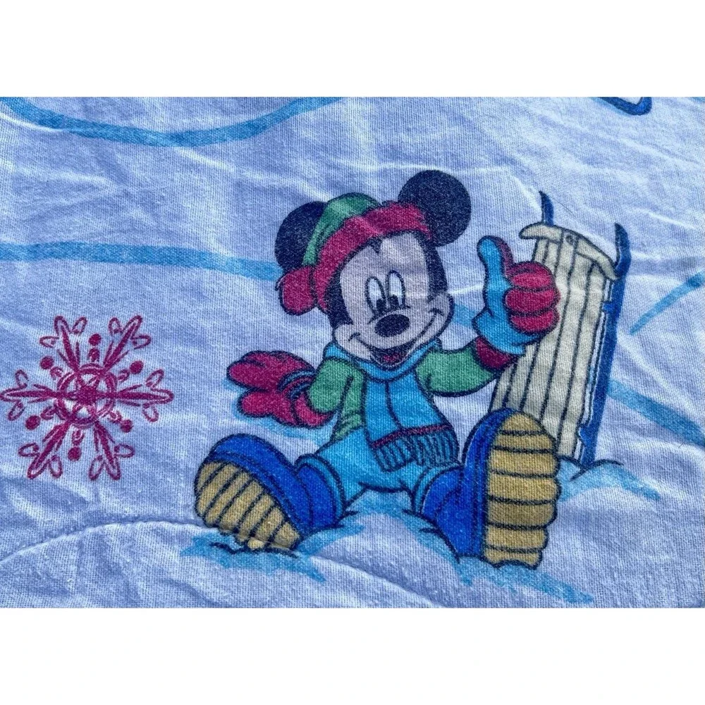 1980s Vintage Disney Mickey & Friends Winter Twin Comforter Bedspread Official